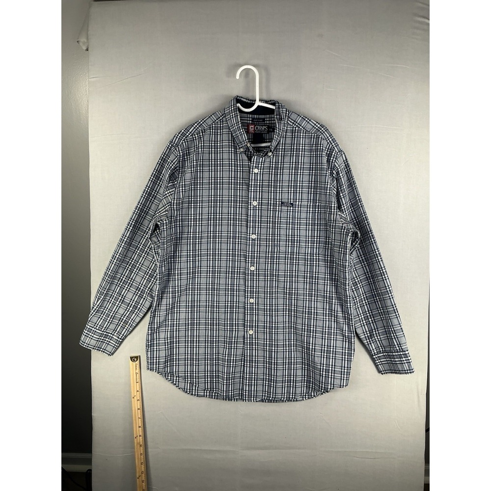 Chaps‎ Ralph Lauren Button Down Shirt Men's Large Plaid Long Sleeve Easy Care